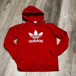 Vintage ADIDAS red trefoil 3 stripe hoodie sweatshirt classic